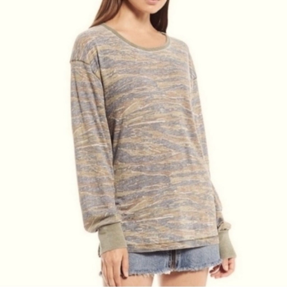 We The Free People Camo Slub Knit Pullover Sweater Large